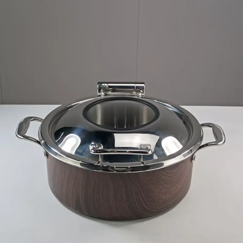 Wood grain kitchen commercial equipment buffet hot pot three-layer thickened stainless steel hot pot heater