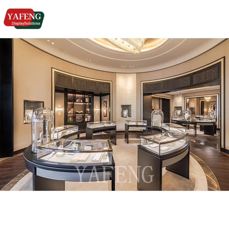 Custom. خزانة عرض مجوهرات من الفولاذ المقاوم للصدأ والزجاج قابلة للتخصيص مع إضاءة LED وحلي عرض فاخرة و Jewe #4