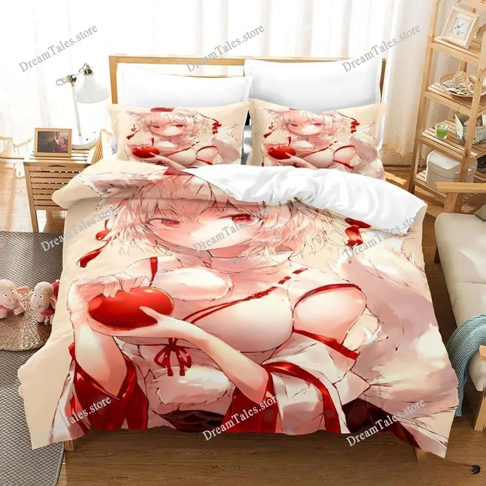 

Kawaii Girls Momiji Inubashiri Cartoon Poster Sheets Quilt Covers Bedding Dormitory Sheets Bedding Set Soft Warm Bedding Set