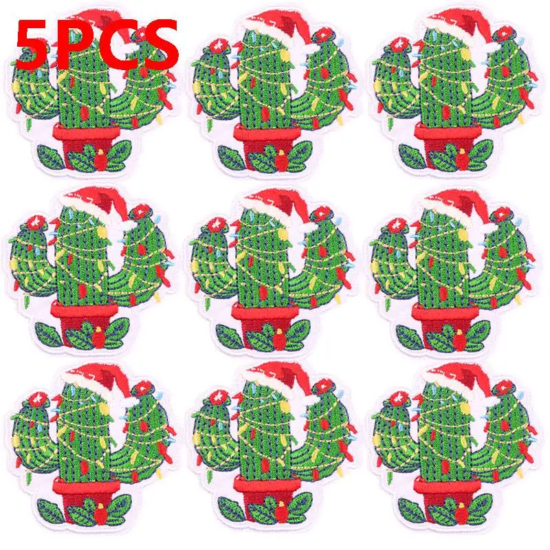 5 pçs atacado feliz natal remendo arco remendos bordados de natal para roupas ferro em remendos termoadesivos