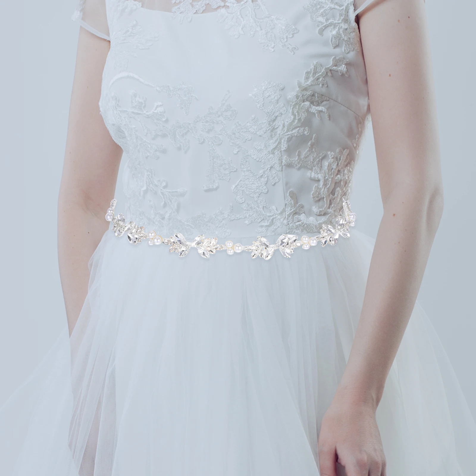 

Rhinestone Waist White Organza Bridal Belt Wedding Dress Accessories Elegant Formal Belts Bridal Belts For Wedding Dress Women
