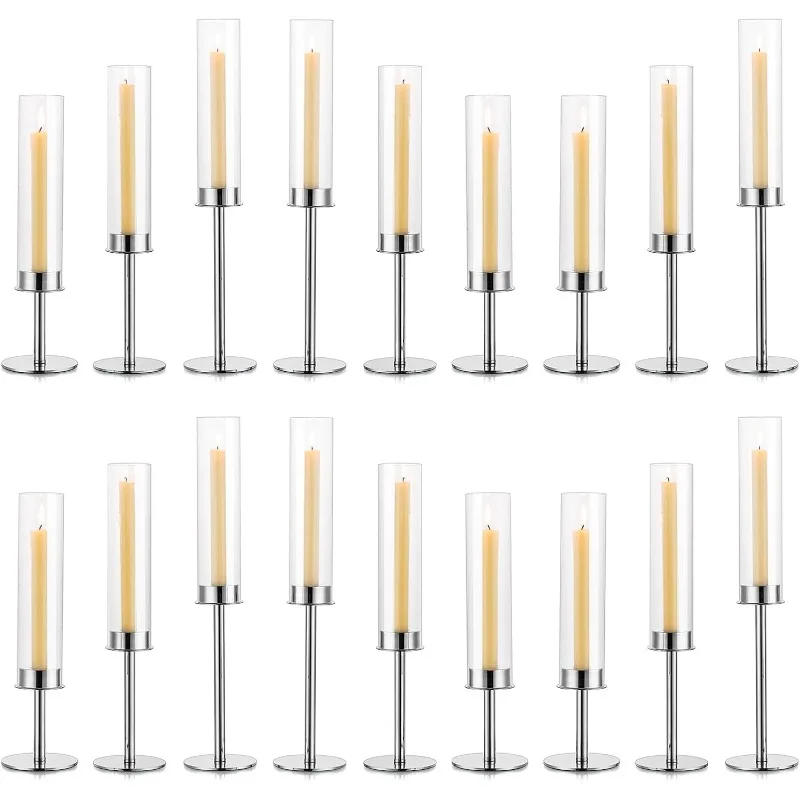 18Pcs Candlesticks Holders for Weddings Decorative Tall Hurricane Candleholder Long Candlesitcks for Festival Party Events