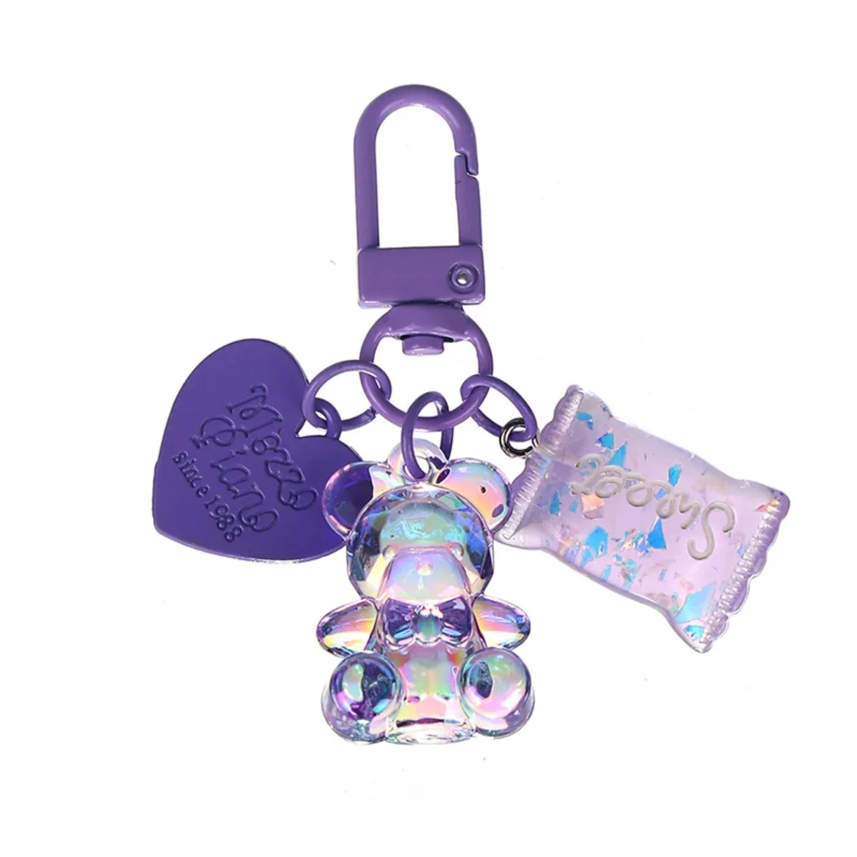 لطيف الكرتون بلينغ القلب الدب الحيوان الحلوى المفاتيح - حقيبة الإبداعية سيارة سماعة صندوق حلقة رئيسية ملحق لمحبي صديق #1