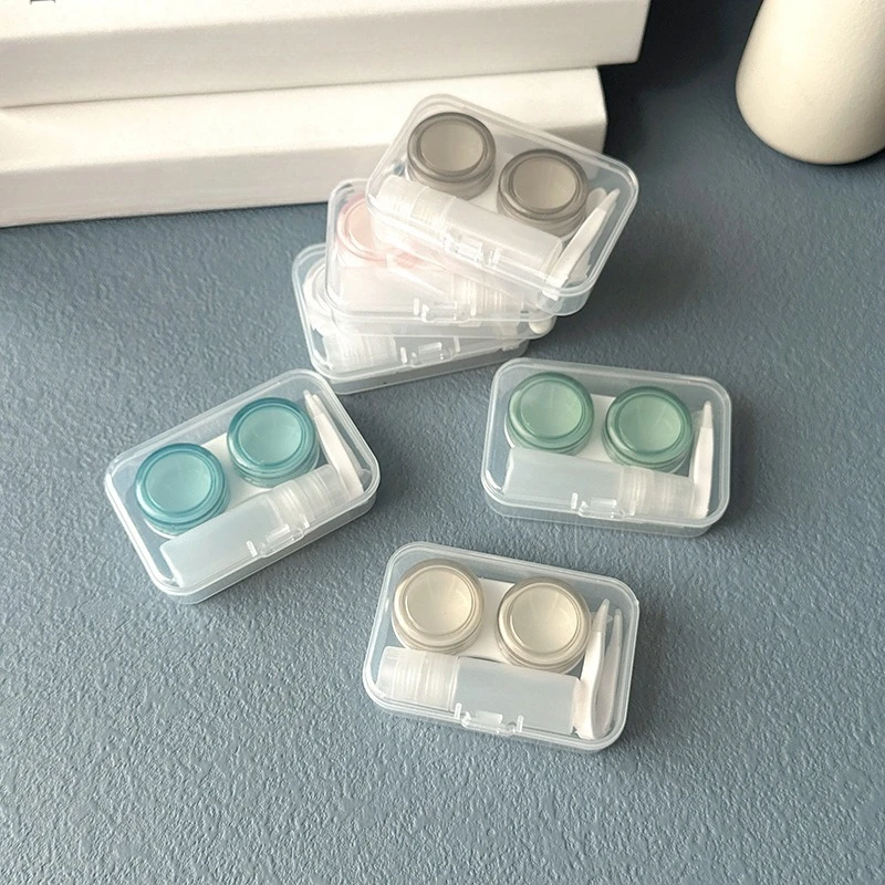 New Transparent Contact Lens Storage Box Portable Travel Contact Lens Case for Makeup Beauty Pupil with Tweezer Stick Container