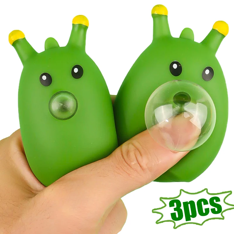 Lots Creative Squeeze Fidgety Toy Finger Pinch Spit Bubble Caterpillar Cute Pressure Toys Children Decompression Sensory Toys