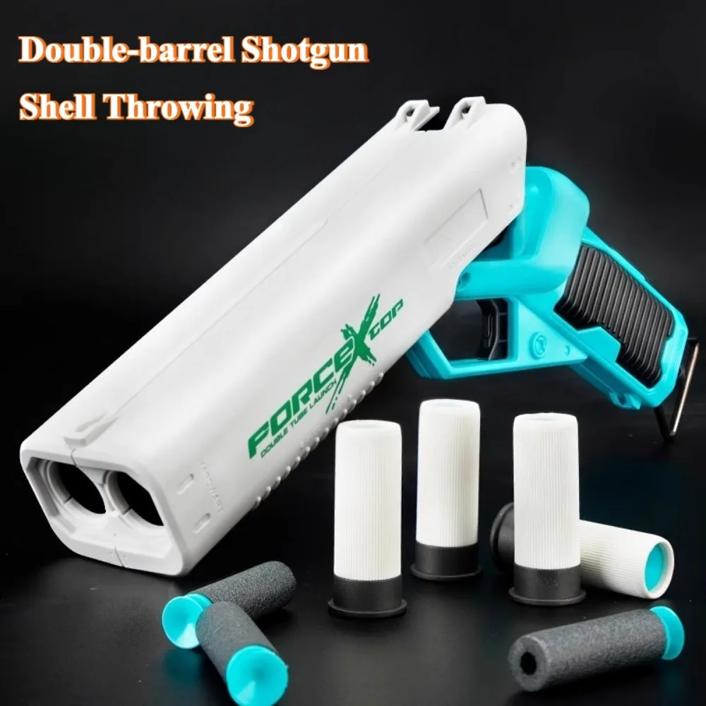 Palline morbide in EVA a doppio canna Giocattolo Fucile Shell Lancio di tiro manuale Lanciatore Regalo di compleanno di Natale per bambini