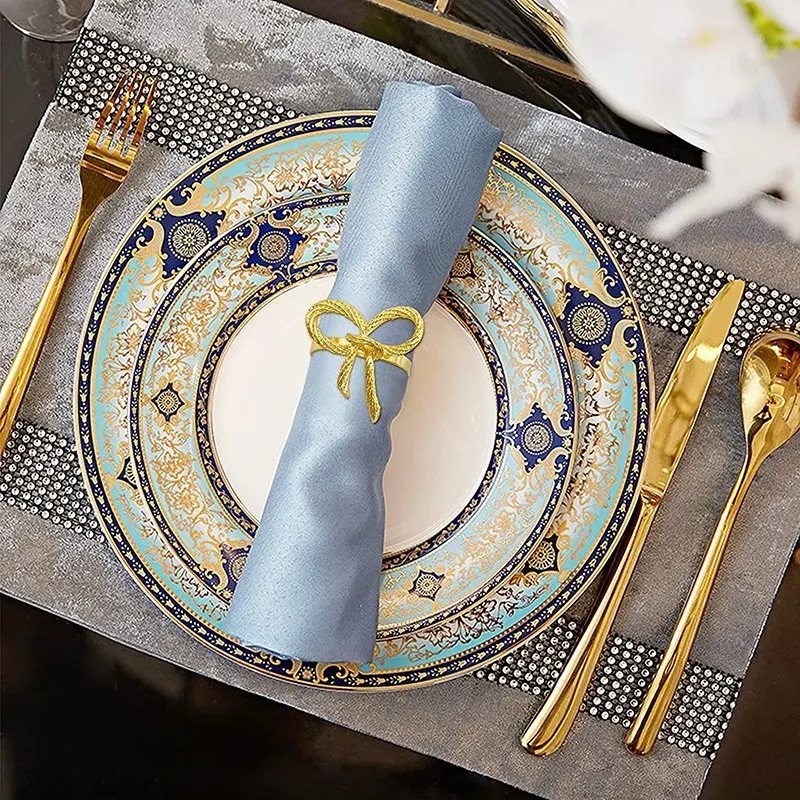 Butterfly Napkins Rings Set of 6, Gold Napkin Rings Holder for Wedding Christmas Family Gathering Table Decoration.