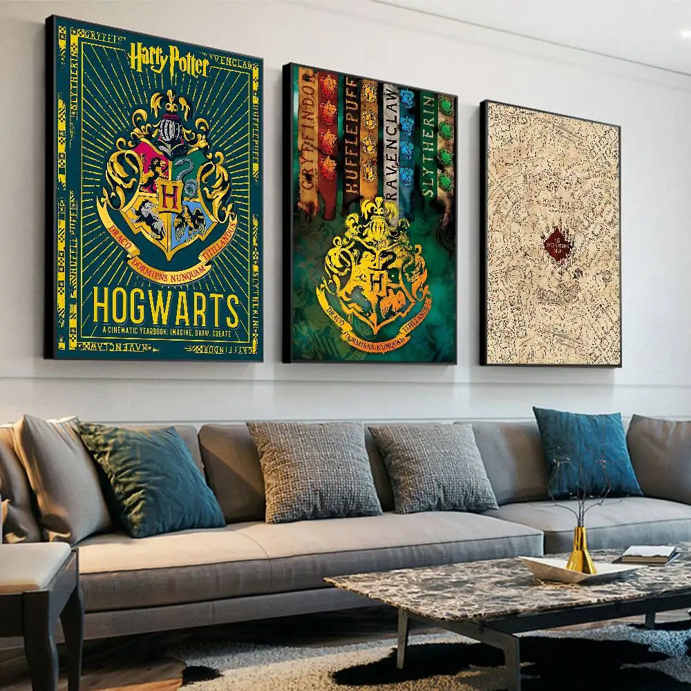 Classic Movie H-Harry P-Potter Self-adhesive Art Poster Retro Kraft Paper Sticker DIY Room Bar Cafe Stickers Wall Painting