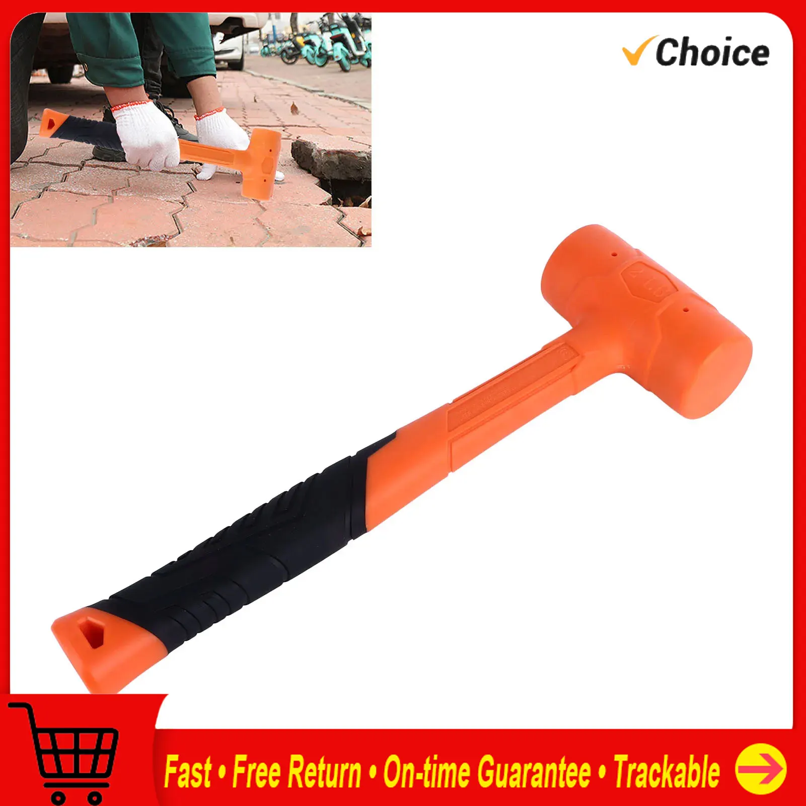 

2lb Rubber Hammer Rubber Hammer Rubber Mallet Hammer Non Rebounding Hard Skin Portable Hammer Tool for Installation Knocking 2lb