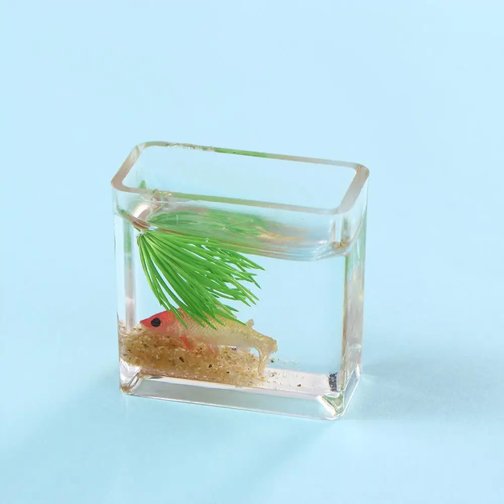 Jouet maison de poupée décalcomanies meubles accessoires verre aquarium modèle Miniature bol à poisson Miniature aquarium maison de poupée Miniature