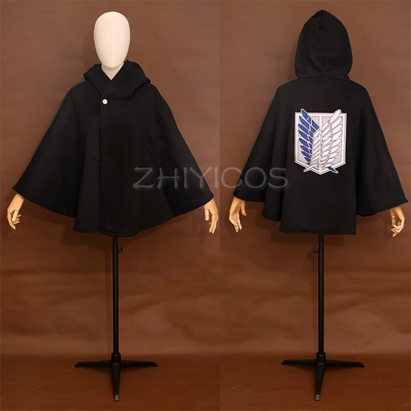 Attack on Titan Shingeki No Kyojin Survey Corps Cloak Levi Eren Cosplay Props Embroidery Green Cotton/Thickiy Ronior Hooded Cape