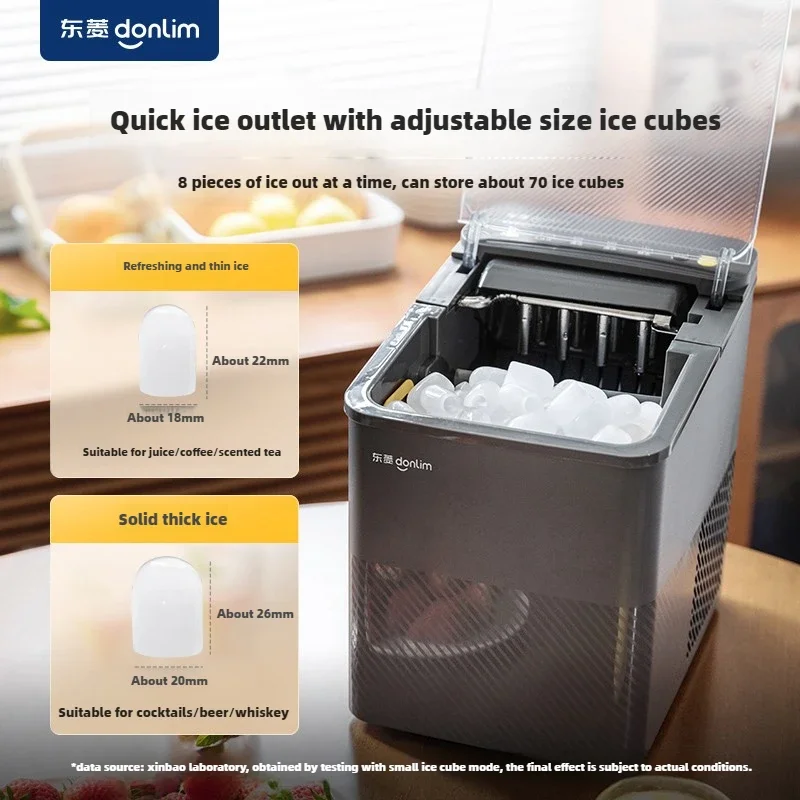 The Donlim DL-M1 Ice Maker Makes Ice Cubes for Commercial Small Offices Suitable for Coffee and Bartending 220V