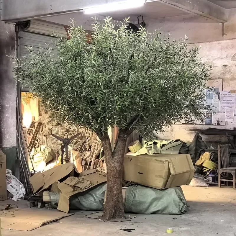 High Simulation Wholesale 5ft Fiberglass Trunk Olive Tree Artificial for Greenery Project Home Garden Decoration