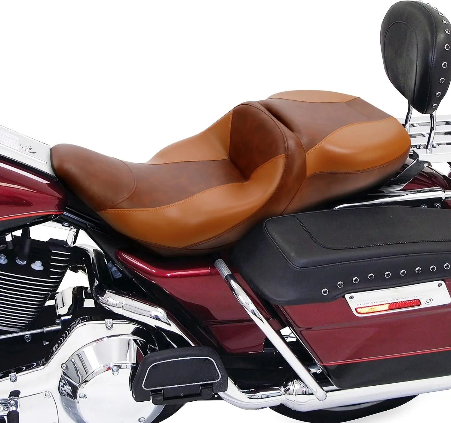 Driver & Passenger Seat Cushion Fit For Harley Touring Electra Glide Ultra Classic Standard FLHTC 1997-2007 Brown+Coffee