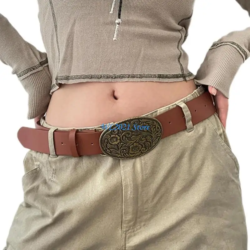 

G5GC Girl Belt Cowgirl Engraved Waist Belt Rock and Roll Punk for Jeans Dress