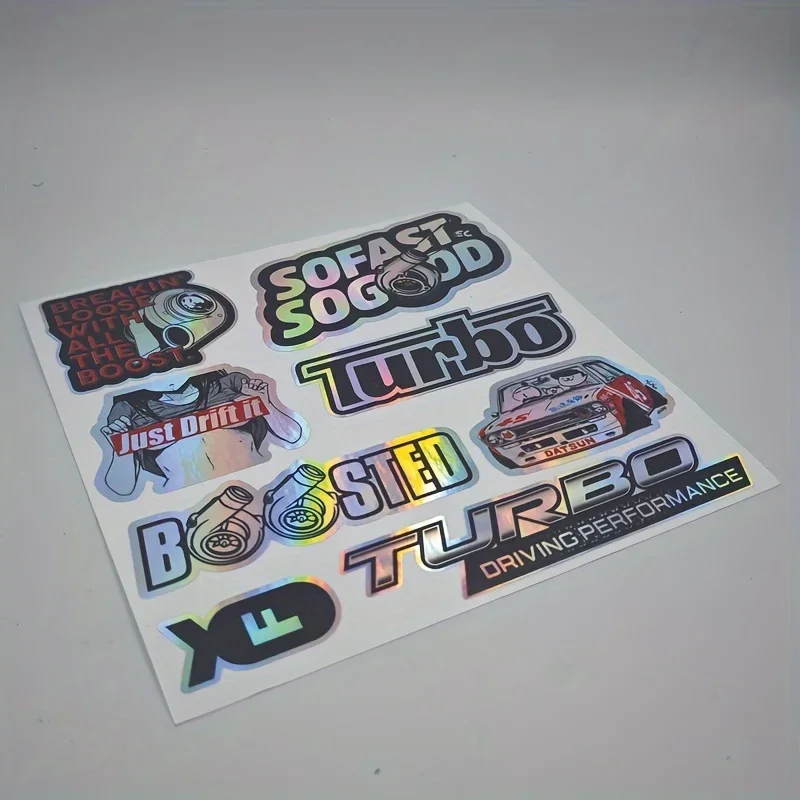 

1SET Turbo & Drift - Themed Sticker Pack, Ideal for Car, Laptop, Motorcycle Helmet, Skateboard & Luggage