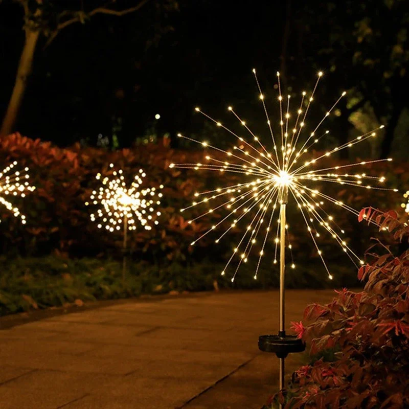 Feux d'artifice solaires à LED pour l'extérieur, décoration de jardin étanche, lampe solaire pour pelouse