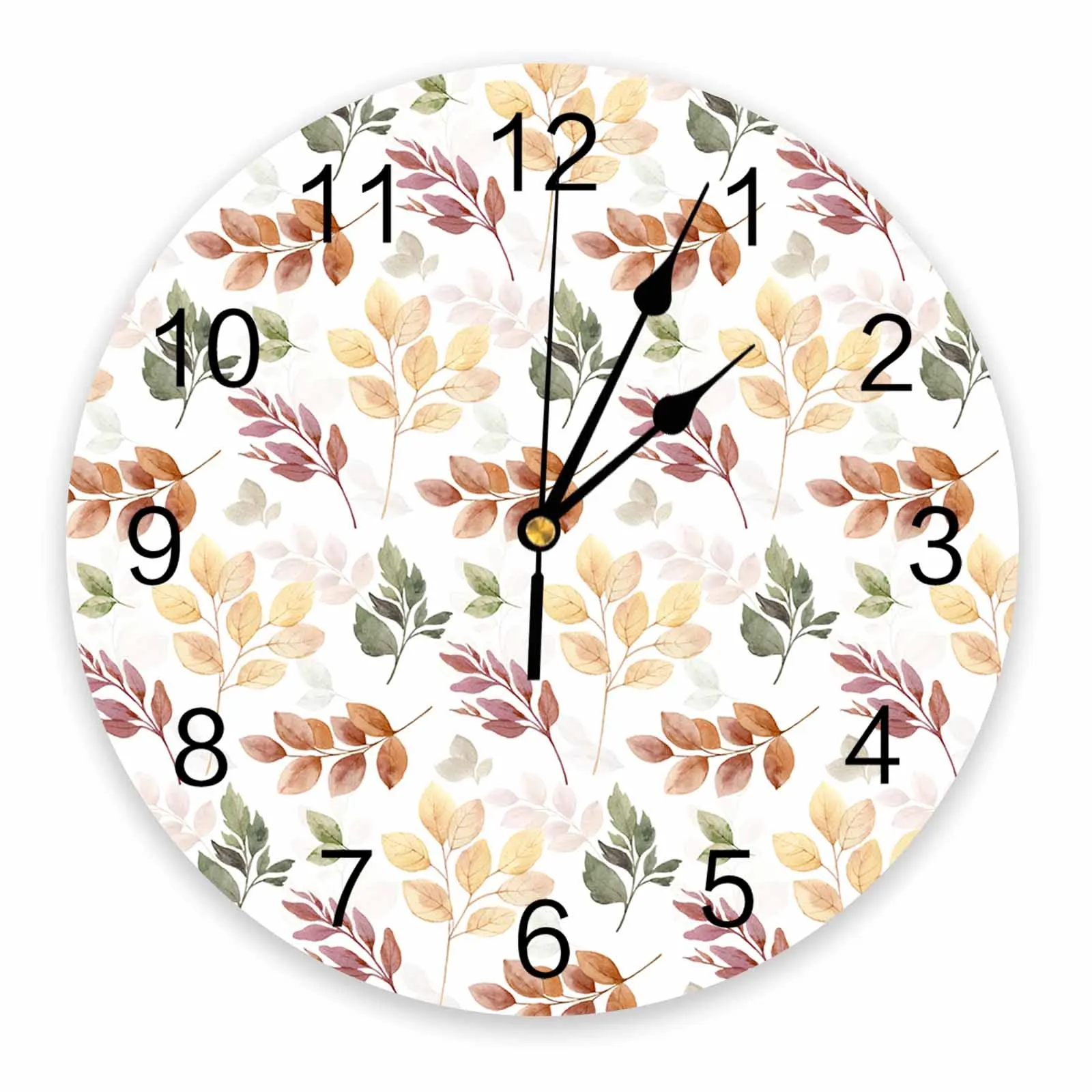 Autumn Eucalyptus Leaves Plant Wall Clock Large Modern Kitchen Dinning Round Wall Clocks Bedroom Silent Hanging Watch