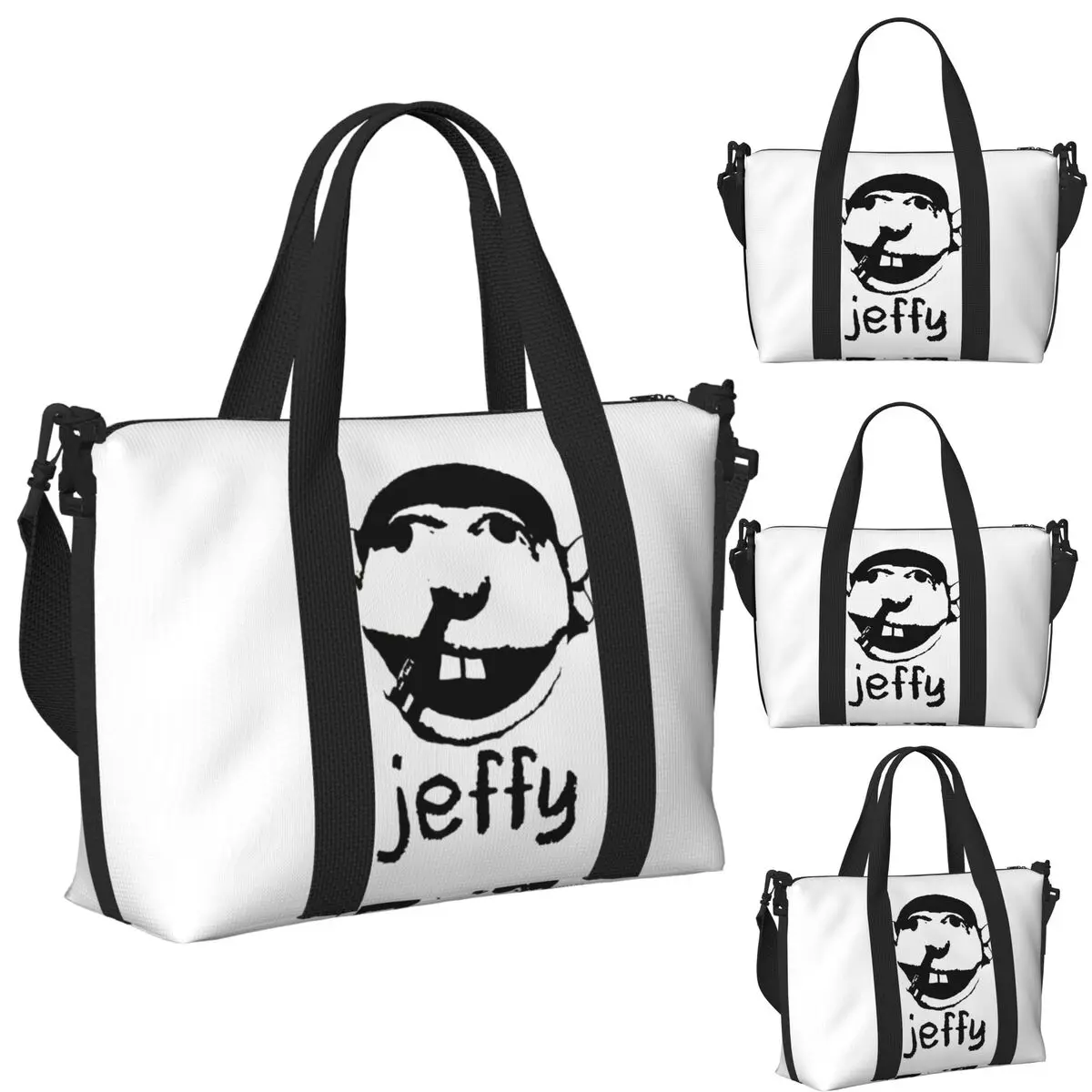 

Jeffy Face Sml Рэпер Пляжная дорожная сумка Большая вместительная сумка-тоут для тренажерного зала Йога Женская дорожная сумка для покупок