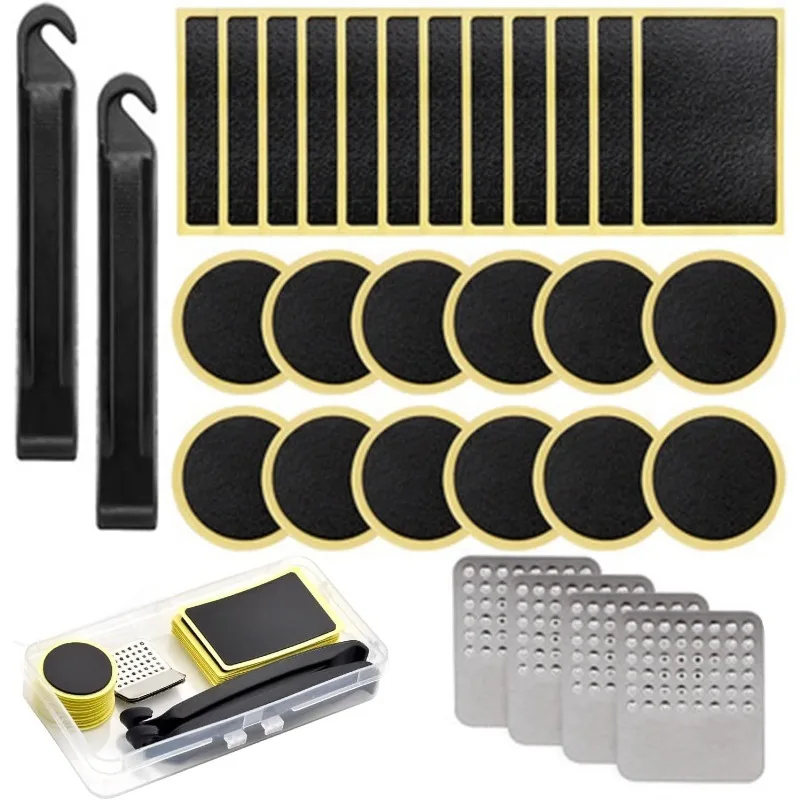 30PCSSelf-Adhesive Repair Tyre Patch  Bicycle Punch Repair Kit, Motorcycle & Bicycle Metal Tire Punch Repair Patches Tire Lever
