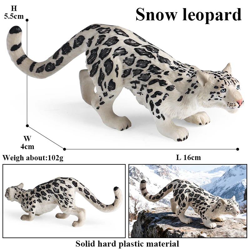 Oenux African Wild Animals Simulation Savage Cheetah Snow Leopard Jaguar Action Figure Figurines PVC Model Educational Kid Toys