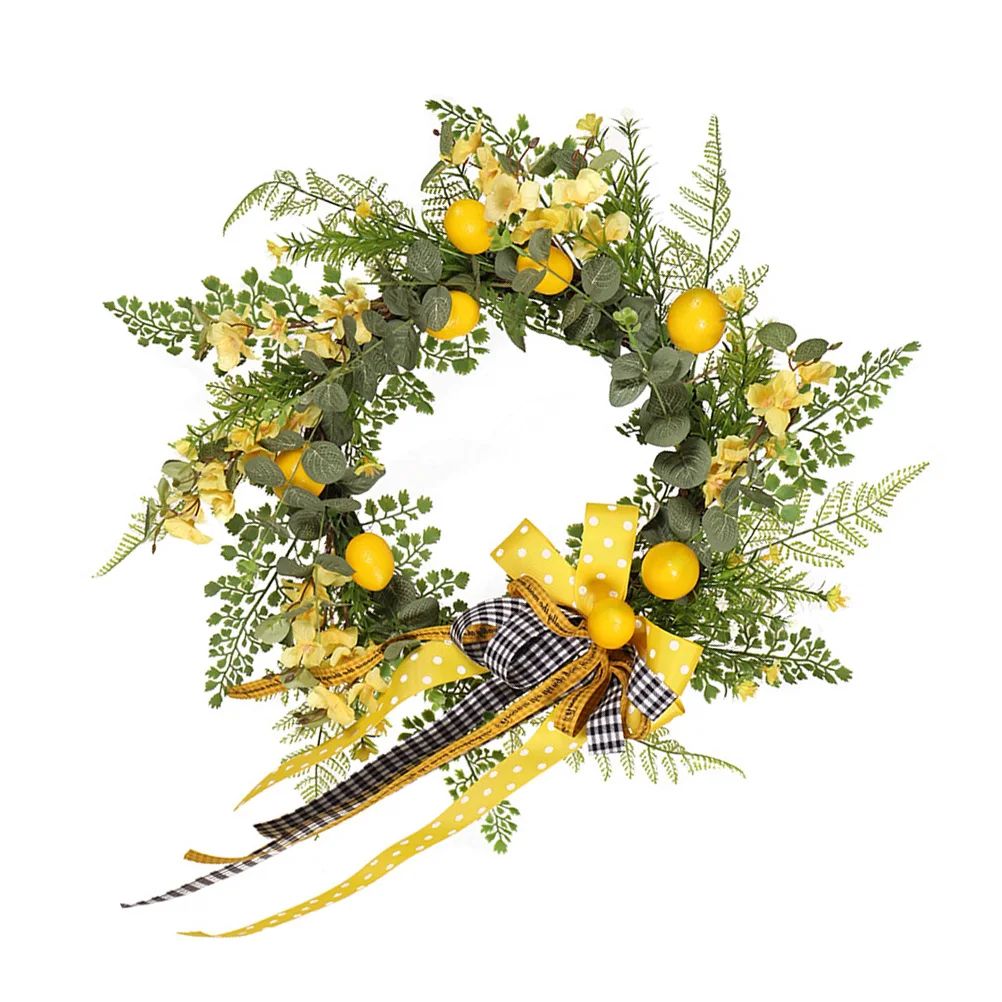 

Artificial Lemon Wreath Garland Decor Door Wall Tree HangDurable Practical Use Flower Leaf Design Fake Wreath
