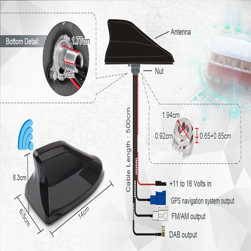 Imagem -05 - Superbat-multifunções Car Roof Shark Fin Antena Amplificador Auto Enhanced Gps Dab fm am Acessórios para Pioneer