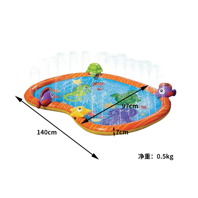 เสื่อน้ำพีวีซีกลางแจ้งสำหรับเล่นเกมชายหาดสนามหลังบ้านแบบสูบลมได้เด็กฉีดน้ำเบาะปูรองอุปกรณ์ของเล่นของขวัญ