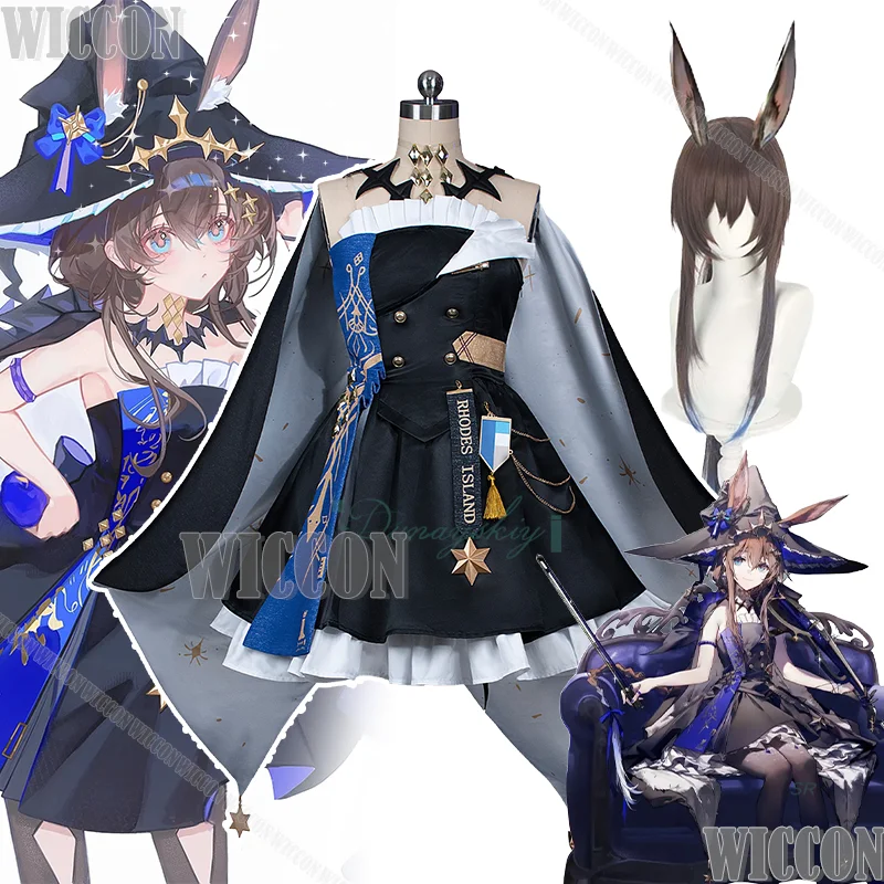 

Amiya новая кожа, одежда для косплея, игра Arknights, платье Лолиты, плащ, шляпа ведьмы, парик, полный комплект аксессуаров, костюм на Хэллоуин Comic Con Cos