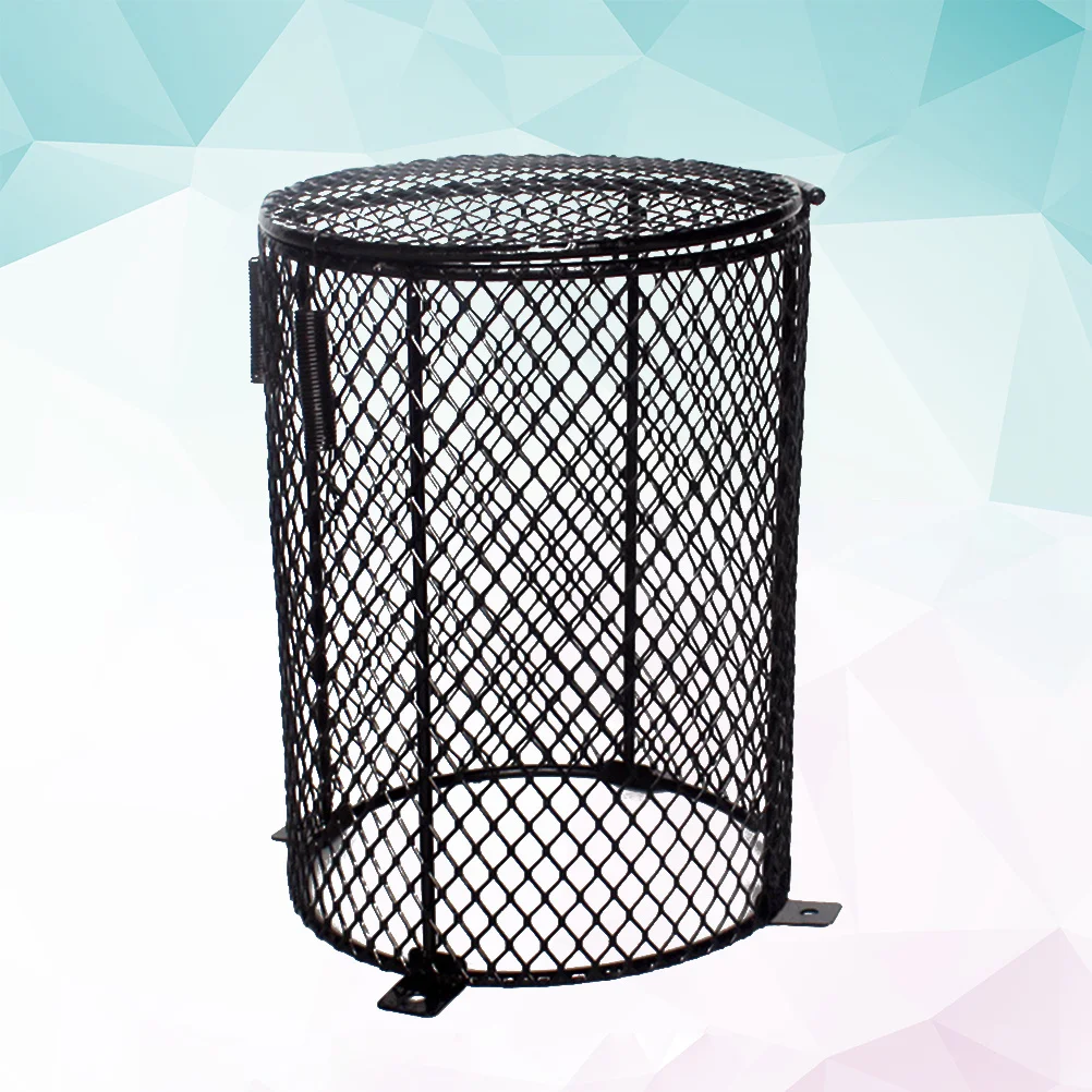 

Pet Reptile Anti-Scald Lamp Black Iron Round Shape Heating Lamp Shade Daytime Light Lampshade Reptile Heater Guard for Amphibian