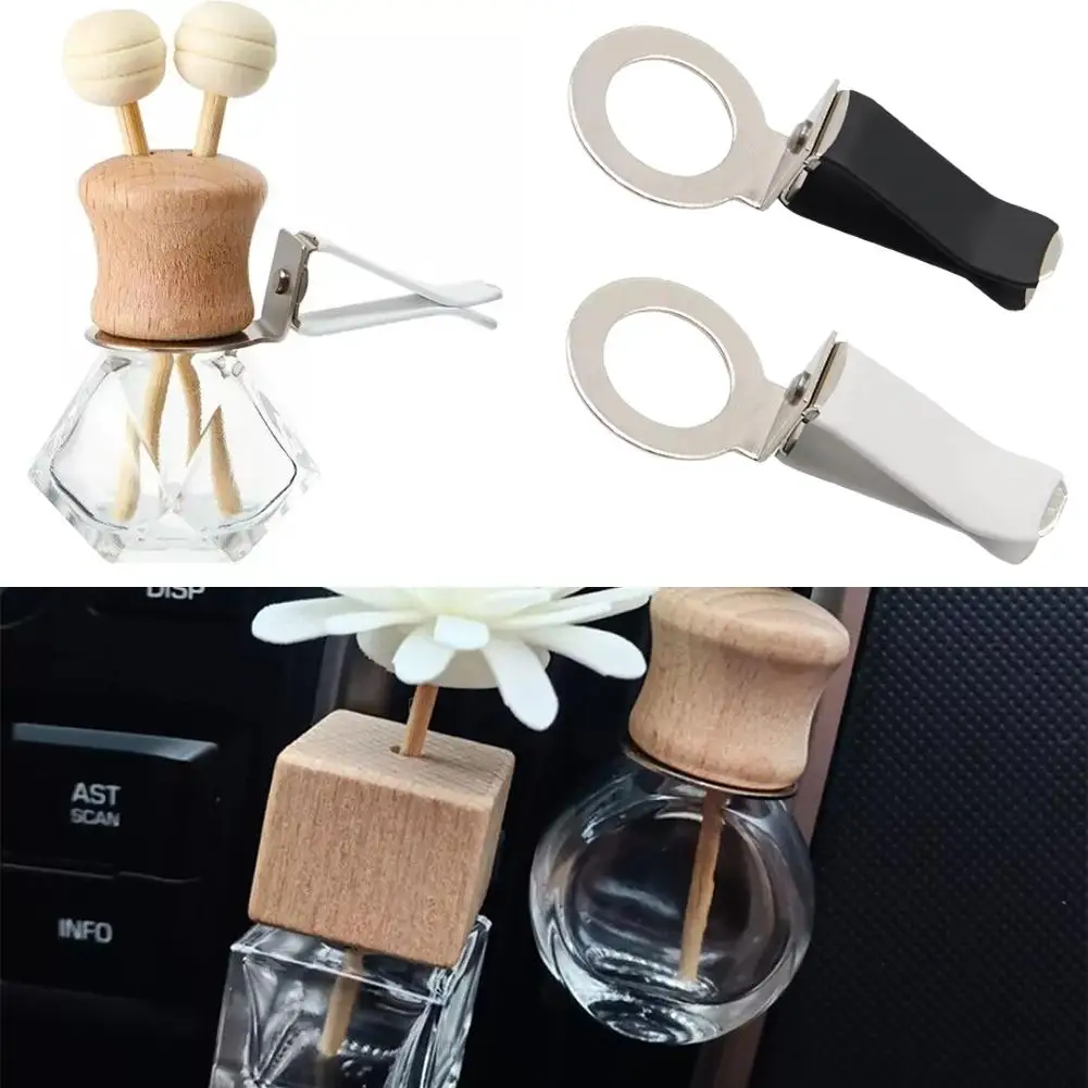 Car Air Conditioner Air Outlet Perfume Clip White Black Glass Steel 360 Rotating ° Bottle Accessorie Clip Car Perfume U7E3