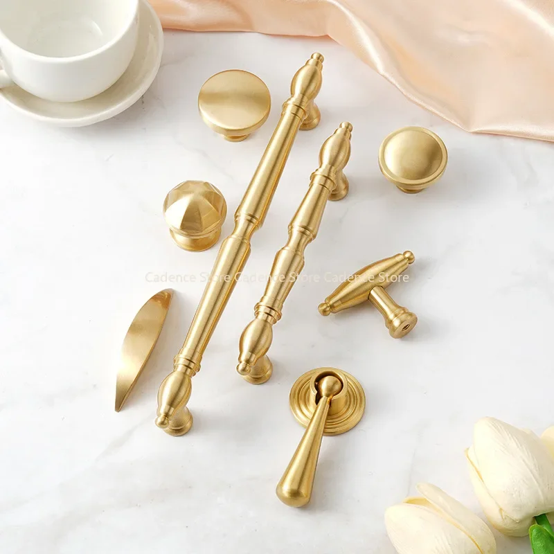 Handles for Furniture Solid Brass New Chinese style Cabinet Door Handle Wardrobe Cabinet Drawer Knobs and Handles