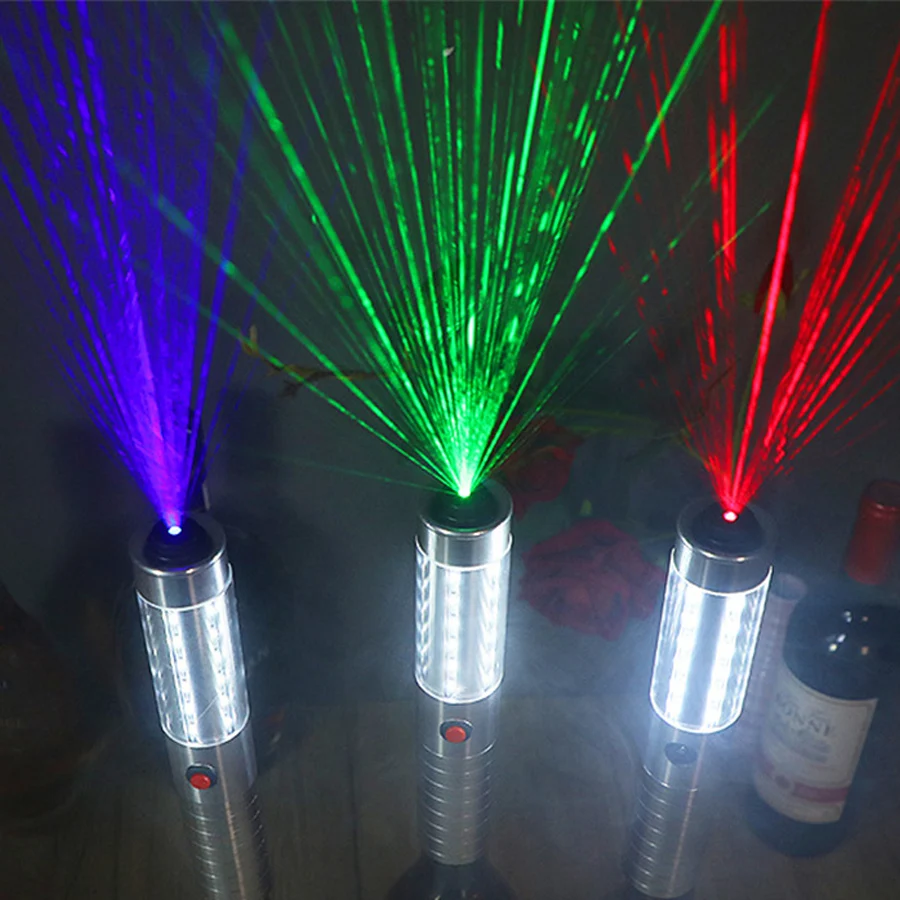 

LED Flash Stick Green Laser Projector Light Champagne Bottle LED Strobe Baton Nightclub Party Bar Bottle Service Sparkler Light