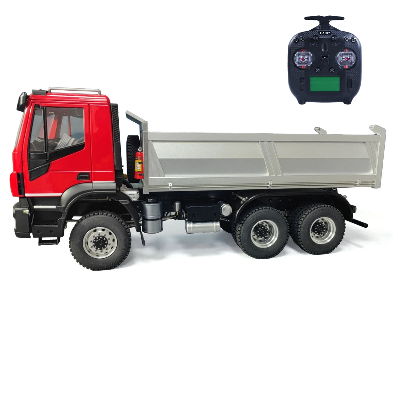 6x6 DIY Hydraulic RC Dump Truck 1/14 Radio Control Tipper Dumper Car 2-speed Gearbox Light Sound Assembled Red Painted Model Toy