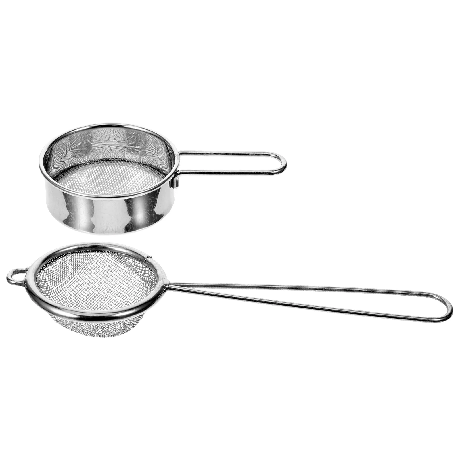 

2 Pcs Hand Held Flour Sieve Metal Stainless Steel Strainer Mesh Screen Sifter Shaker Filter Small Fine