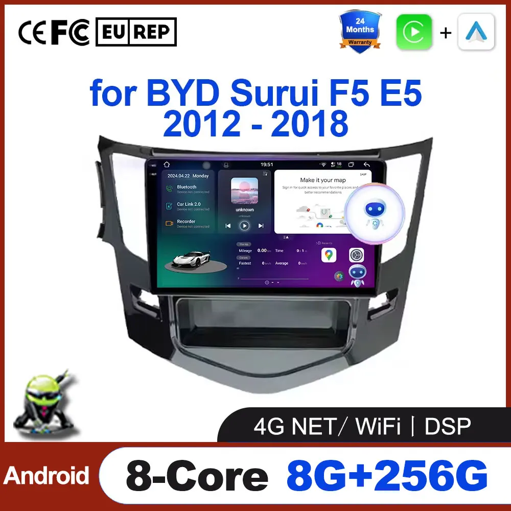 Android OS For BYD Surui F5 E5 2012 - 2018 Multimedia Radio Car Wireless Carplay Auto radio Video Player GPS Navigation Tools