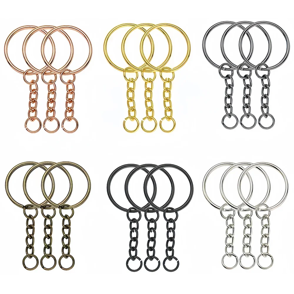 30Pcs Key Ring Key Chain Round Split Keyfob Keyrings With Jump Ring for Keychain Pendants DIY Jewelry Making Accessories