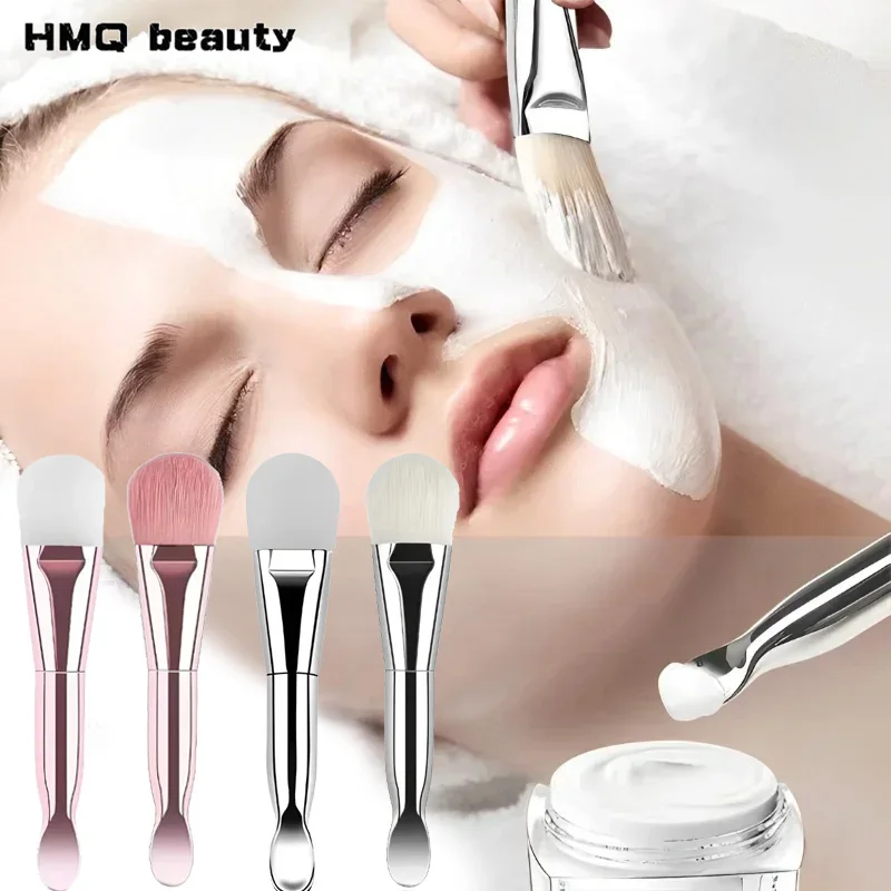 Cepillo de máscara Facial de silicona de doble uso con cabeza suave y cuchara de excavación para película de barro DIY herramienta de belleza de limpieza para el cuidado de la piel Facial