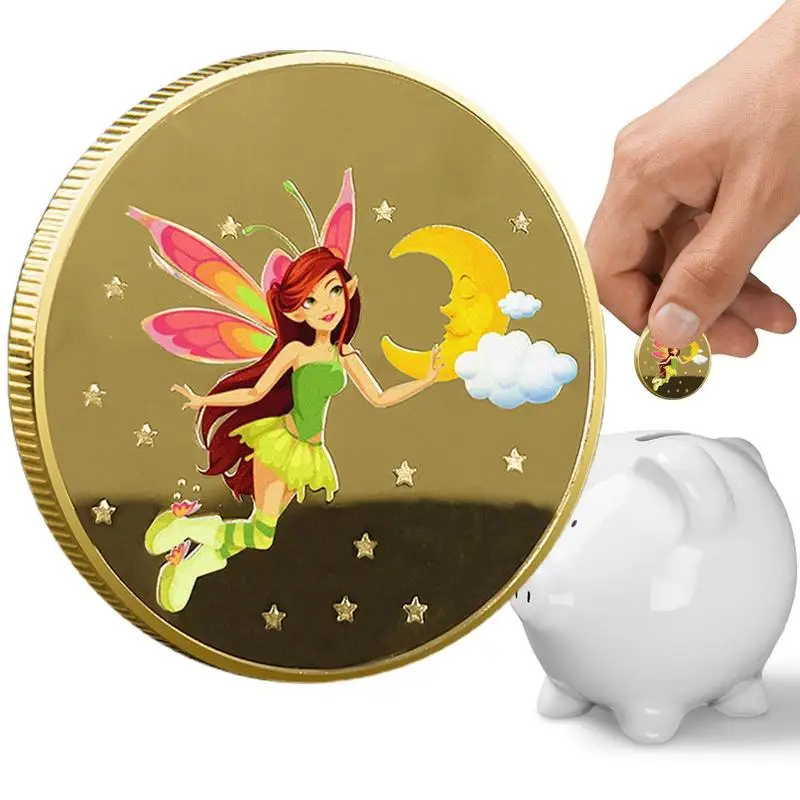 Tooth Fairy Gold Plated Commemorative Coin Creative Kids Tooth Change Gifts Physical Metal Coin Crypto Commemorative Coin