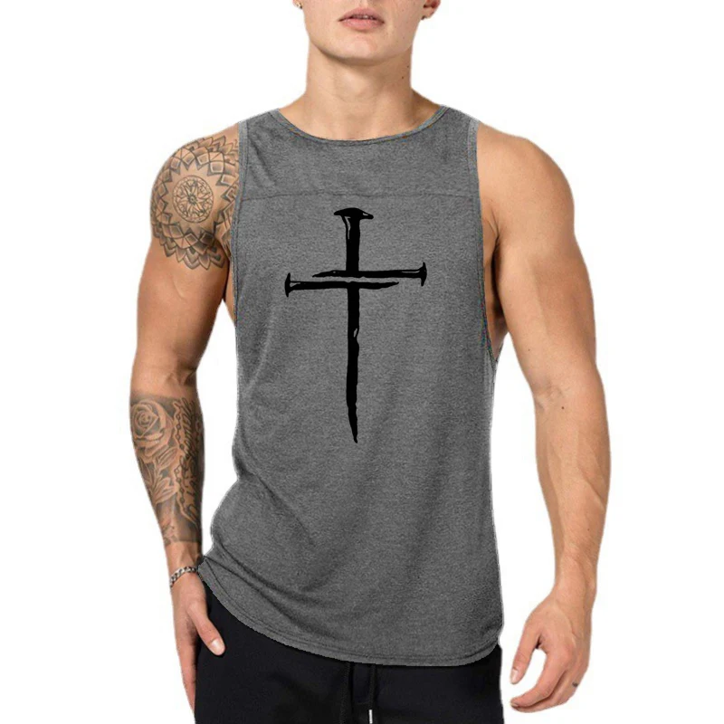 Personalized Cross Fitness Clothing Gym Bodybuilding Sleeveless Tank Tops Summer Cotton Breathable Vests Mens Sport Muscle Shirt
