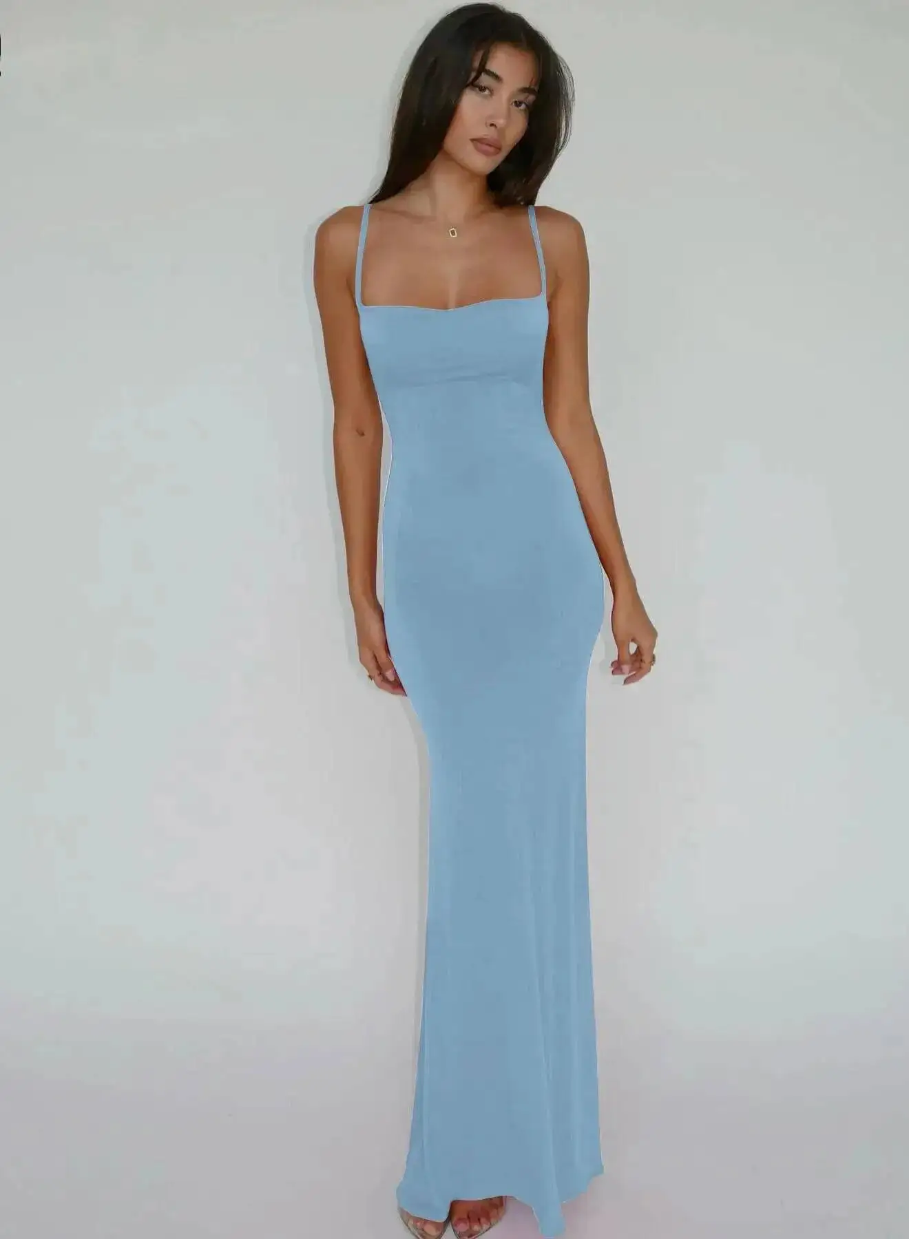 Primavera solido senza maniche backless elegante sexy aderente Y2K maxi abito da ballo abiti da donna festa di compleanno casual Y2K