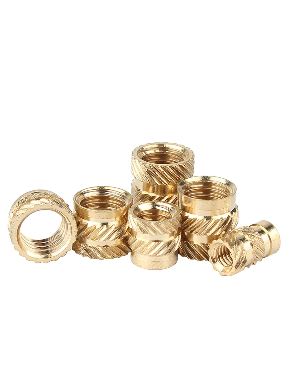 30PC M3 Duplex Copper Nut Through Hole Brass Hot Thread Embedded Nut Hot Melt Knurled Injection Molding Embedded Nut 3D Stamping