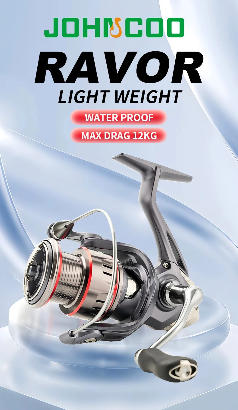 Johncoo Ravor Spinnrolle Größe 1000-4000 Max. Bremskraft 12kg Spinnrolle mit Karbonkörper Leichtes Angelzubehör für Angler – Detail 1