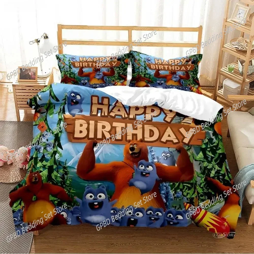 Game Grizzy and The Lemmings 3D Bedding Set Duvet Cover Pillowcases Single Twin Full Queen King Size Home Decor Quilt Boys Gift