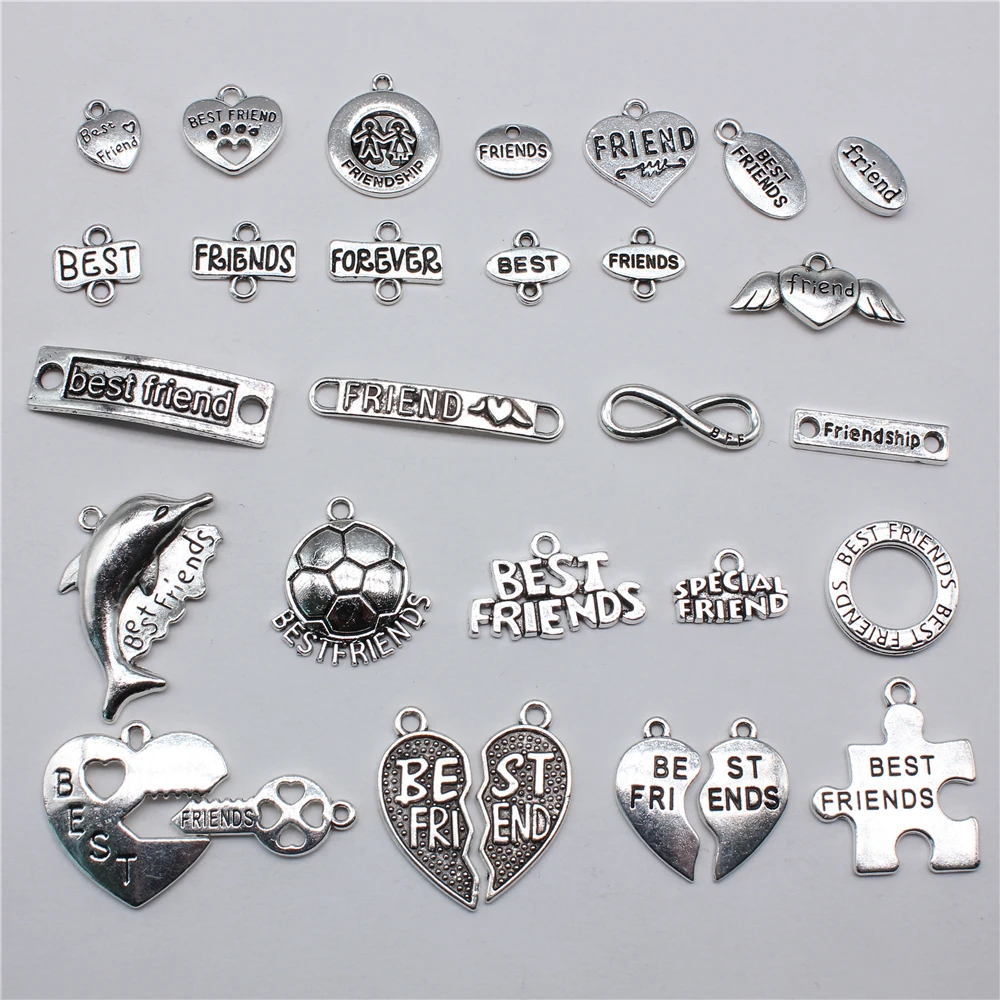 10 sztuk Charms najlepszego przyjaciela do tworzenia biżuterii Antyczne srebro platerowane kolorami BFF Charms Najlepsi przyjaciele na zawsze złącze