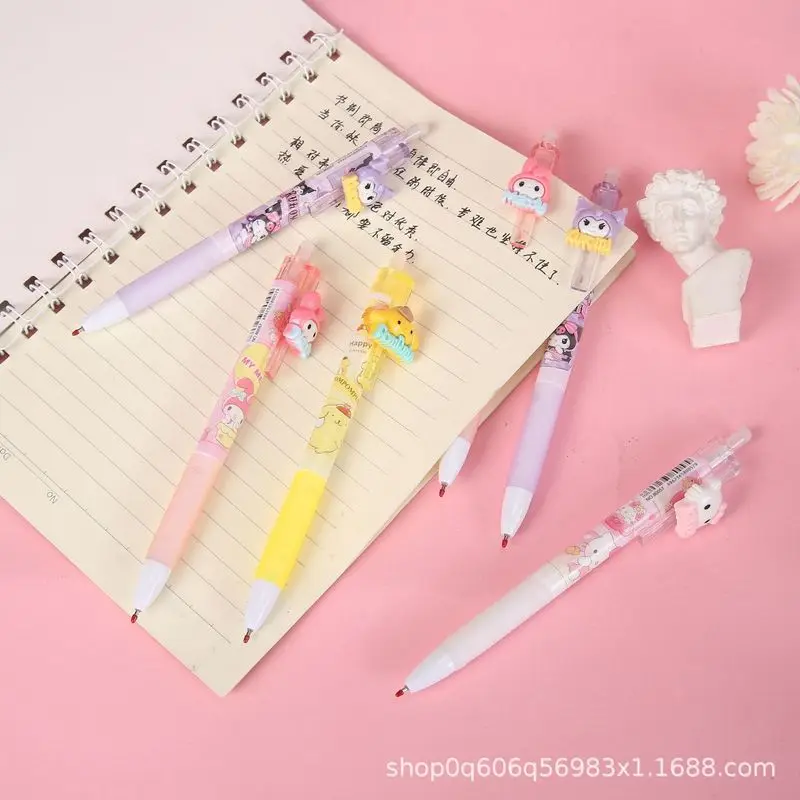 2025 New Sanrio Cartoon Hello Kitty Kuromi Patch Press Neutral Pen Stainless Steel Student 0.5mm Neutral Pen School Gift