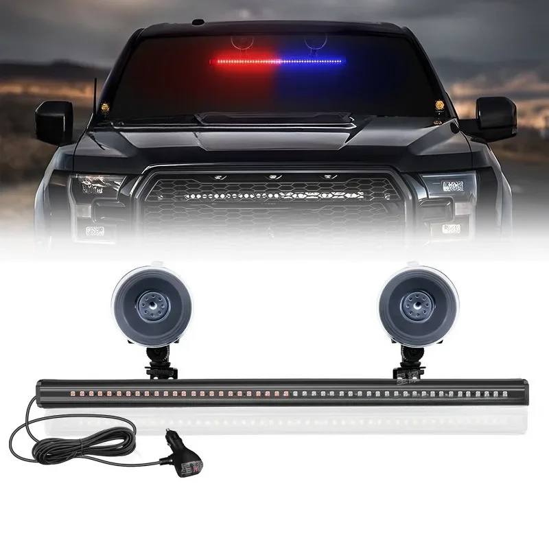 

Poer For LED Strobe Light Emergency 3030 Beads Car Flash Warning Lamp Windshield Bar Red Blue Amber Green White Light Assembly 2