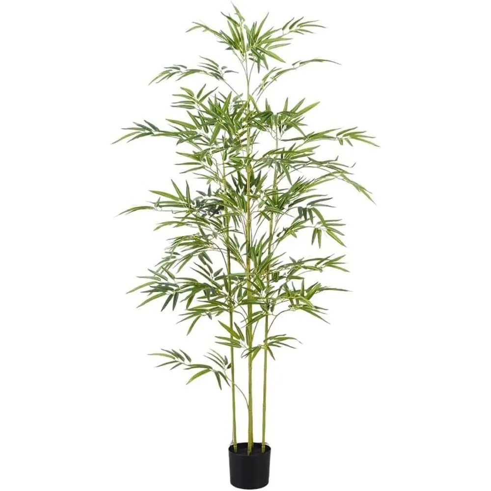

Искусственное бамбуковое дерево 6 футов, 5 стеблей, реалистичный искусственный бамбук для дома, офиса - реалистичные комнатные растения для гостиной, спальни, ба