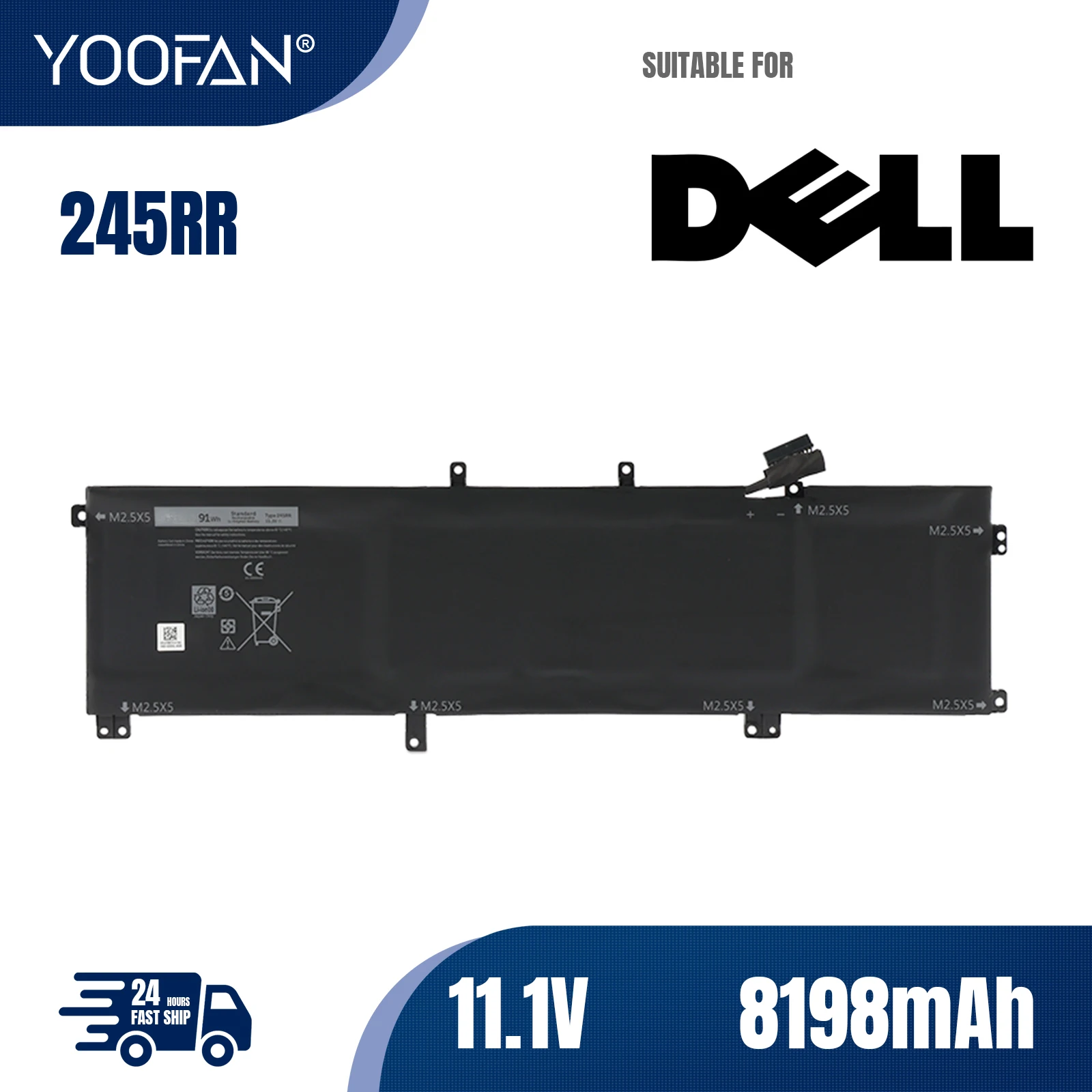 YOOFAN Batería de ordenador portátil 91WH 245RR para DELL XPS 15 9530 9535 Series, DELL Precision M3800 TOTRM H76MV 7D1WJ