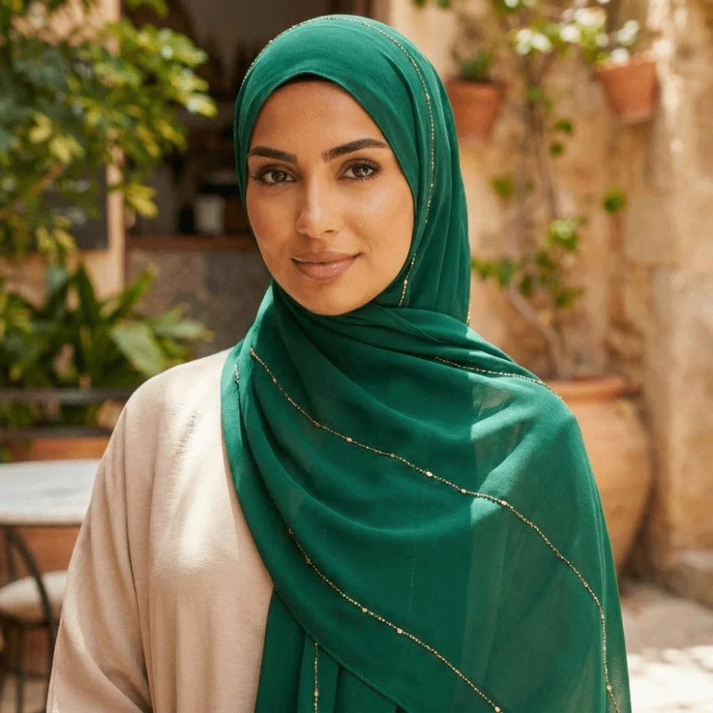 

Breathable Soft Rhinestone Hijab Scarf Plain Design Solid Color Jersey Hijab Modal Cotton Stretch Fabric Stretch Shawl For Women